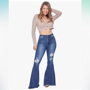 YMI Gigi fit Blue Flare Wide Leg Jeans size 5/27